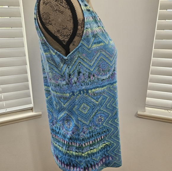 Gloria Vanderbilt Kiera tank top in calypso teal combo - Picture 4 of 6